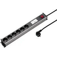Kaiser Martin 6V Aluminium Steckdosenleiste mit RFI Filter 3M Kabel (Europäische Steckdose) - 1335ZL6SW3