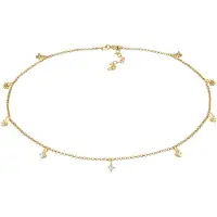 Elli Choker "Halskette Choker Solitär Zirkonia Elegant 925er Silber" Gr. 36, gold, Halsketten, Damen, mit Steinen, Silber 925 (Sterlingsilber), Choker