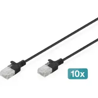 Digitus CAT 6 U-UTP Slim Patchkabel, 5 m, Schwarz, 10 Stück, 5 m, Cat6, U/UTP (UTP), RJ-45, RJ-45, Schwarz