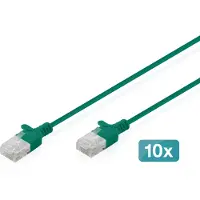 Digitus CAT 6 U-UTP Slim Patchkabel, 1 m, Grün, 10 Stück, 1 m, Cat6, U/UTP (UTP), RJ-45, RJ-45, Grün