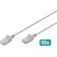 Digitus CAT 6 U-UTP Slim Patchkabel, 5 m, Grau, 10 Stück, 5 m, Cat6, U/UTP (UTP), RJ-45, RJ-45, Grau