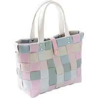 Locker Kobolo Einkaufstasche CANDY SMALL aus PE mit PolyurethanHenkeln und Verschluss Einkaufskorb geflochten Kunststoff Shopper