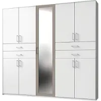 Wimex Kleiderschrank Taiga Drehtürenschrank 225x58x210cm weiß 9-türig mit Spiegel (18921)