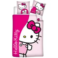 Aymax Hello Kitty Mädchen Flanell Bettwäsche 2tlg. Set 135-140x200 65x65 Baumwolle