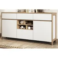 Furn.Design Sideboard "Finnes" Weiß und Eiche, Kommode 3-türig 164 x 85 cm mit Soft-Close