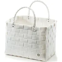 Kobolo Tasche WHITE XXL - 36x22x28 cm Einkaufskorb geflochten Kunststoff Shopper Taschen Korb Körbe Shoppingbag Damentasche für Einkauf Henkelkorb
