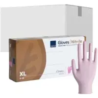 Abena Sensitive Nitril Einweghandschuhe, pink 290734 , 1 Karton = 10 Packungen à 100 Stück, Größe XL
