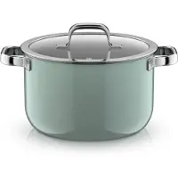 WMF Fusiontec Mineral Pro Kochtopf mit Deckel, 24 cm, Eucalyptus Haze 05.1981.5290, 6,4 l, Rund, Grün, Edelstahl, Fusiontec, Edelstahl
