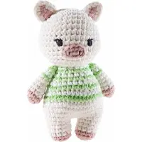 Heunec Häkeltier Schwein CROCHI Häkel-Freund, 15 cm, mit grün-weißem Pullover