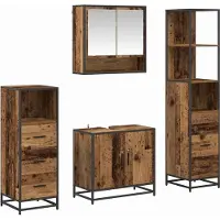 vidaXL Badezimmermöbel-Set 4 stk. Altholz 65 x 33 x 60 cm