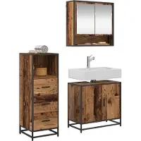 vidaXL Badezimmermöbel-Set 3 stk. Altholz 65 x 33 x 60 cm