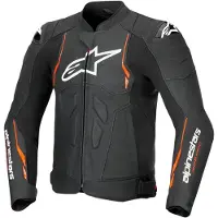 Alpinestars Dusk Airflow perforierte Motorrad Lederjacke, schwarz/neon-rot, 58