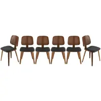 Signature - Set mit 6 Stühlen aus schwarzem Vinyl H80,5 cm - BRAND