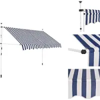 vidaXL Einziehbare Markise Handbetrieben 250 cm Blau/Weiß Gestreift - Markisen