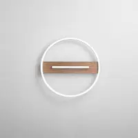 LUCE Design LED-Wandlampe Azimuth, Ø 40 cm, schwarz/holzfarben, Metall