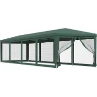 vidaXL Partyzelt mit 8 Mesh-Seitenteilen Grün 4x4 m HDPE