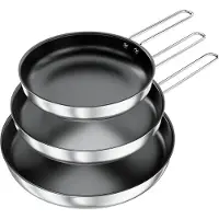 Unyqoos 3‑teiliges Edelstahl-Pfannenset (22/26/30 cm) mit Antihaftbeschichtung, vierlagige Konstruktion – für alle Herdarten, ofenfest bis 260 °C, PFOA-frei