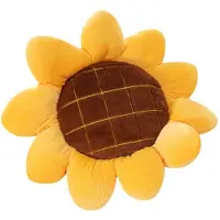 Unyqoos Sonnenblumen-Kissen 50 cm – dekoratives Blumen-Kissen aus Plüsch mit weicher PP-Baumwollfüllung, Komfort & Deko für Sofa, Bett, Auto, Büro