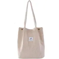 OEM Weites Corduroy-Taschen-Set mit hohem Fassungsvermögen, Leinen-Ladies-Bag, Strand-Bag, Schulter-Tasche für Frauen (Weiß)