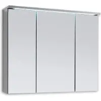 OEM Großes Badezimmerspiegel mit integrierter LED-Lampe in Titanoptik und Weiß, großes Schubladenfenster, Abmessungen 80 x 68 x 225 cm