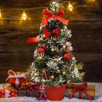 OEM Miniatur-Weihnachtsbaum 40 cm mit Beleuchtung und Dekoration (rot)