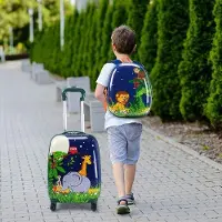 Unyqoos Kinderkofferset 2‑teilig – Hartschalen-Set (18" Trolley mit 4 Rollen + 12" Rucksack), ABS mit kratzfester, wasserabweisender PC-Folie, 3‑stufiger Teleskopgriff