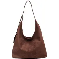 OEM Grosse Vintage-Schultertas aus Imitatsuède, Crossbody-Tasche für Damen, schwarz, groß