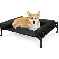 OEM Hundebett für kleine Hunde, kühles Hundebett mit abnehmbarem Luftkissen, waschbares Hundebett, schwarz, 74 x 46 x 18 cm