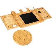 OEM Käse- und Wein-Servicetisch mit Holzbasis, magnetische 2-Stunden-Ladestation, Holz-Servierteller und -Brett für Käse, Wein und Vorspeisenplatten.