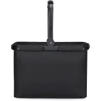Unyqoos Faltbarer Einkaufs- und Picknickkorb – 30 L, 40×27×28 cm, 15 kg Tragkraft, 300D Oxford mit PVC, Aluminiumgriff, faltbar 40×27×7 cm, Fronttasche 27×18 cm