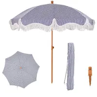 JMXZ Azomor Stilvolle runde Sonnenschirm mit Knickfunktion und Fransen für Terrasse und Balkon