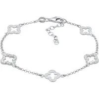 Elli Armkette "Armband Kleeblatt Zirkonia Weiß 925 Sterling Silber" Gr. 160, silber, Armbänder, Damen, Silber 925 (Sterlingsilber), Armkette