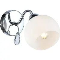 Milagro Wandleuchte mit Glasschirm, Chrom weiß mit Kristall Connor 1xE27 10W