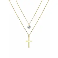 Elli Silberkette "Halskette Layer Kreuz 925 Silber, mit Kristallen von Swarovski" Gr. 40, gold, Halsketten, Damen, Silber 925 (Sterlingsilber), Silberkette