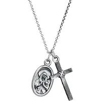 KUZZOI Halskette Herren Marienbild Kreuz Religion Glaube 925 Silber Kuzzoi Silber
