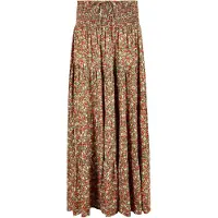 Apricot Maxirock "Geblümter, gestufter Maxirock mit Zickzackmuster", Damen, Gr. S (36), grün (khaki), gewebt, Obermaterial: 100% Viskose CV., geblümt, normal, Röcke Maxirock, mit gesmoktem Bund