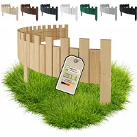 Pemicont Floranica Schildkrötenzaun Holz 15 cm x 200 cm, Natur – gerade Zackenkante, blickdicht, Kiefer mit fünf Erdspießen