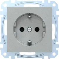 Schneider Electric Schuko-Steckdose, 1-fach, Berührungsschutz, Steckklemmen, System M, aluminium, Artikelnummer MEG2300-0460