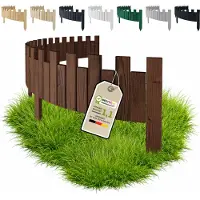 Pemicont Floranica Schildkrötenzaun Holz 40 cm x 200 cm, Braun – gerade Zackenkante, blickdicht, Kiefer mit fünf Erdspießen