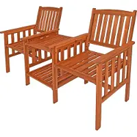 Casaria Gartenmöbel Set, Gartenbank wetterfest mit Tisch, 2-Sitzer, Natur