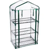 Kinzo Kunststoff-Gewächshaus mit 3 Etagen 69 x 49 x 125cm Transparent mit grünen Akzenten
