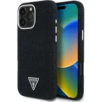 GUESS Denim Triangle Logo Etui für iPhone 16 Pro Max