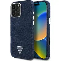 GUESS Denim Hülle MagSafe für iPhone 16 Pro Max Blau