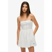 Superdry für Damen. W8012023A Broderie Cami Minikleid weiß (S), Lässig, Baumwolle, Ärmellos / Hosenträger