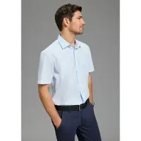 Man'S World Kurzarmhemd , Herren, Gr. 37/38 (S), N-Gr, hellblau, Obermaterial: 55% Baumwolle, 45% Polyester, unifarben, Basic, normal, gerader Abschluss, Hemden Kurzarmhemd, Kurzarm