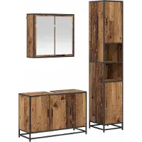 vidaXL Badezimmermöbel-Set 3 Stk. Altholz Holzwerkstoff