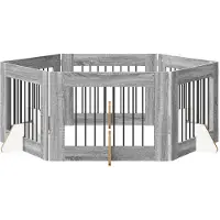 vidaXL Klappbares Hundetor mit Ständern 6 stk. Sonoma-Grau 482 cm