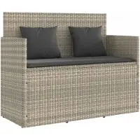 The Living Store Gartenbank mit Kissen Hellgrau Poly Rattan