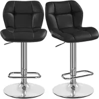 Yaheetech 2er Set Barhocker Barstühle Höhenverstellbar 360°Drehbar Küchenstühle mit Rückenlehne und FußstützeBarstuhl PolyurethanKunstleder 62,5cm - 84,5cm