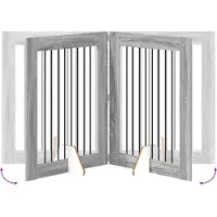vidaXL Klappbares Hundetor mit Ständern 4 stk. Sonoma-Grau 321 cm